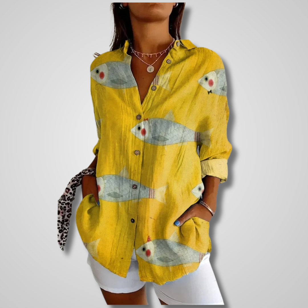 Isolde Vintage Print Relaxed Summer Shirt