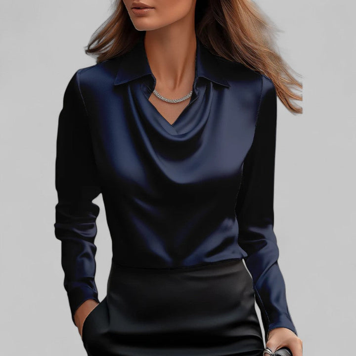 Serelise Satin Cowl Neck Long Sleeve Blouse