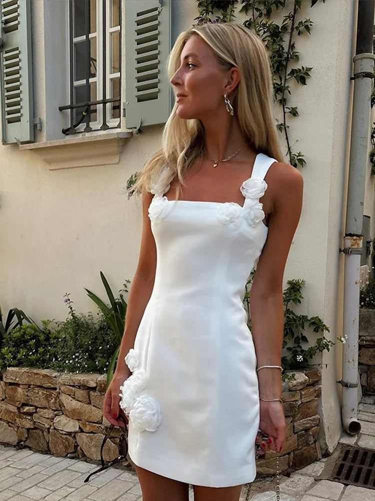 Elodie Floral Appliqué Summer Cocktail Mini Dress