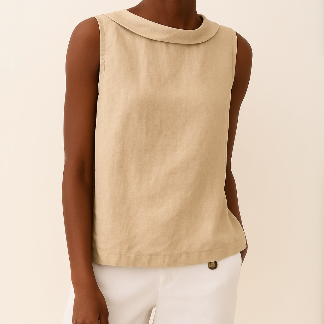 Maria Sleeveless Roll Collar Top
