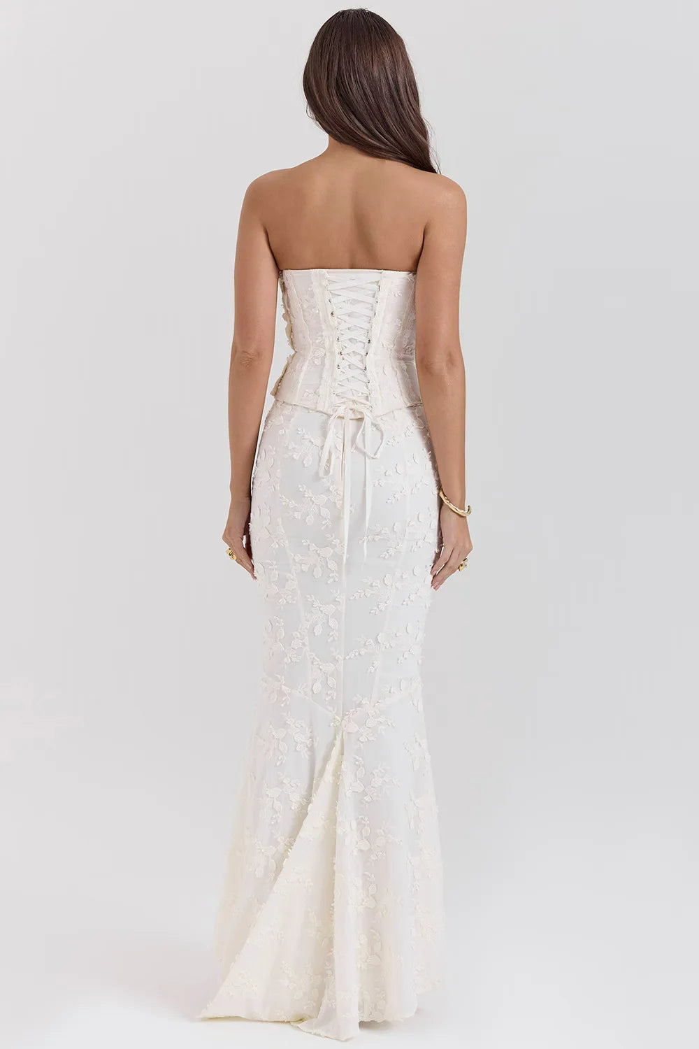 Celestine Strapless Embroidered Wedding Guest Maxi Dress