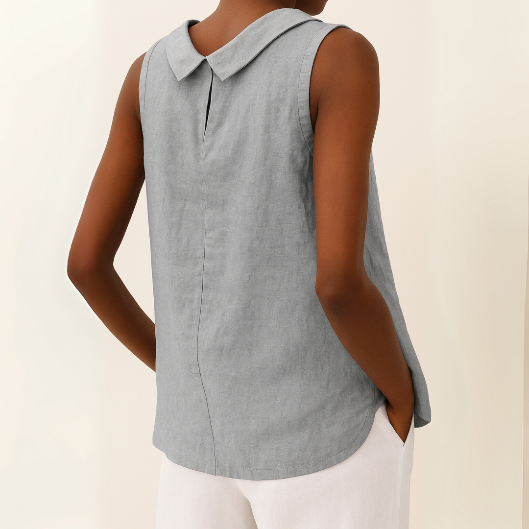 Maria Sleeveless Roll Collar Top