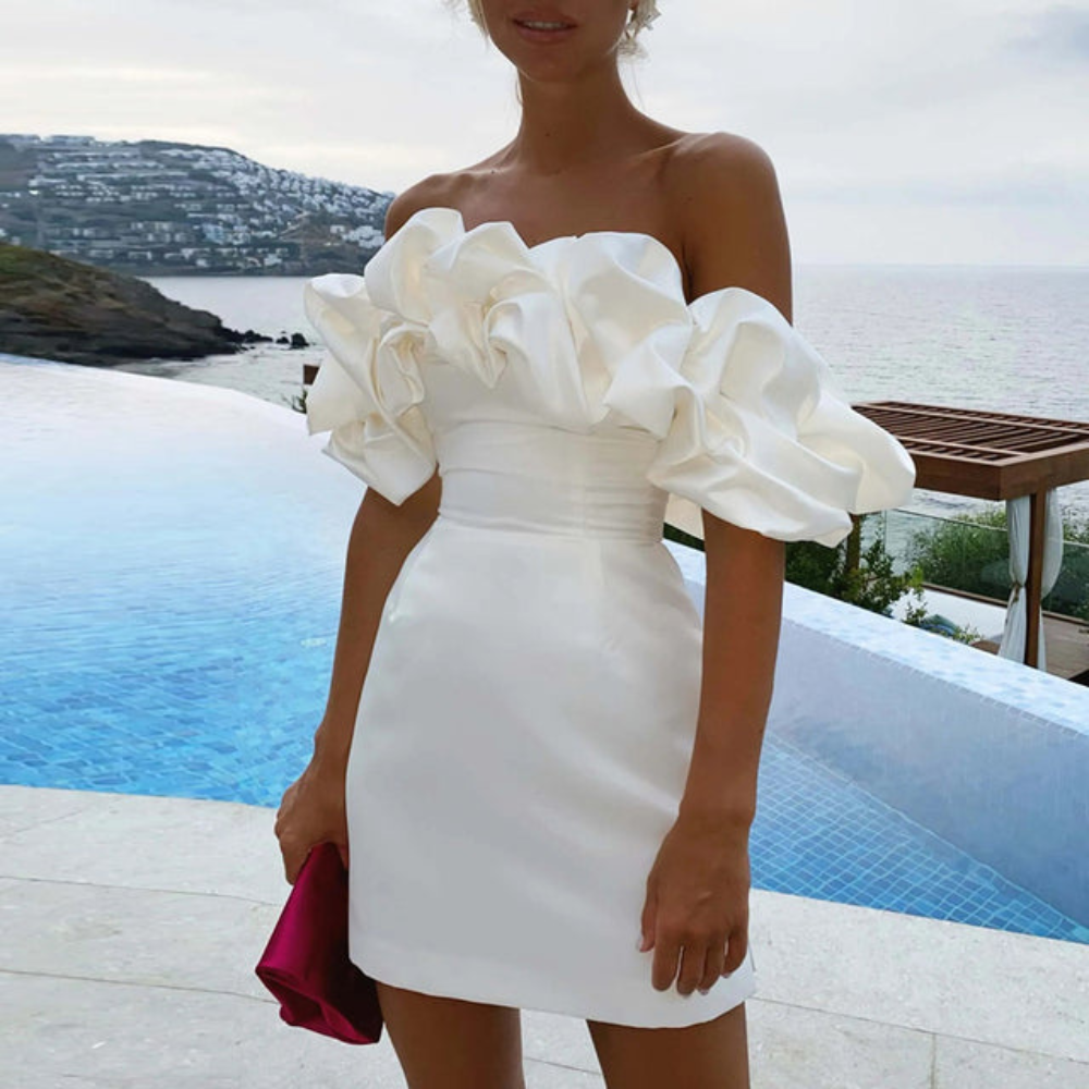 Sarah Ruffle Mini Dress for Wedding Guests