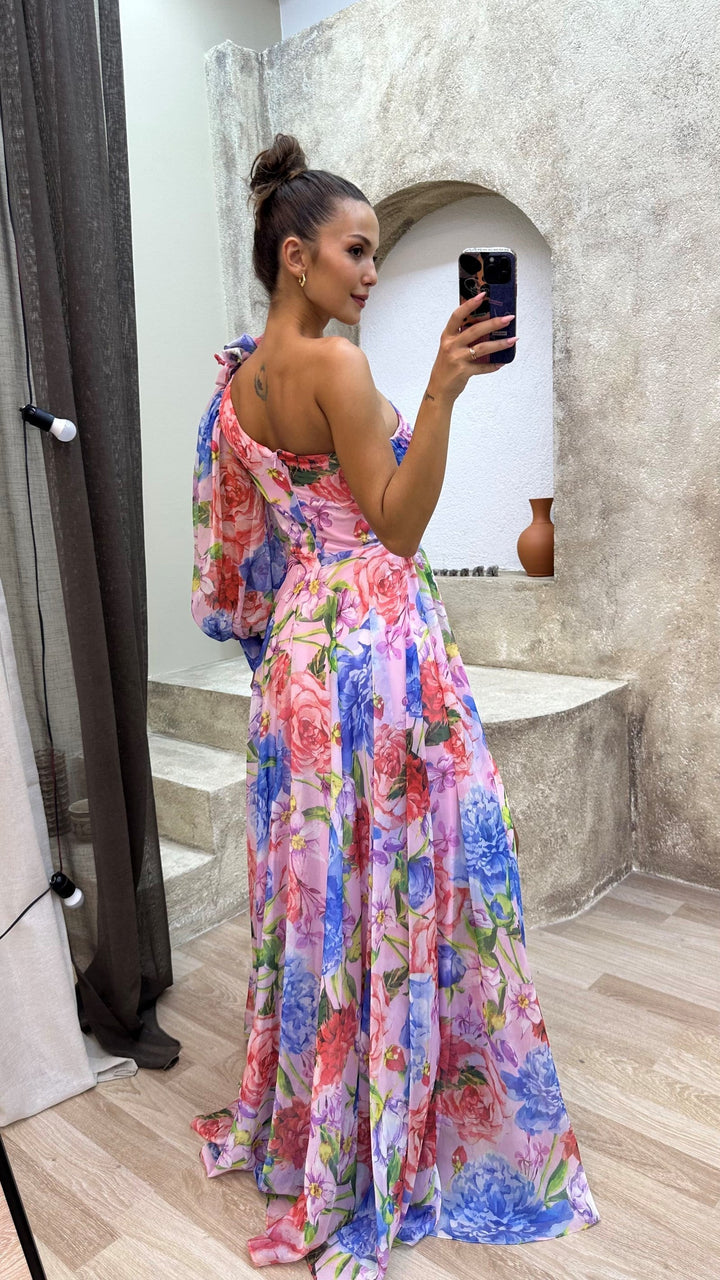Isadora Elegant Flowy One-Shoulder Dress for Summer Events