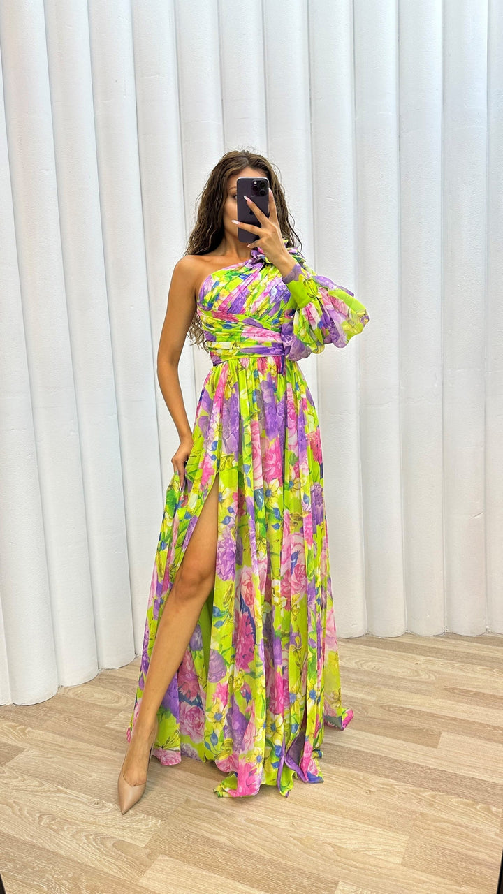 Isadora Elegant Flowy One-Shoulder Dress for Summer Events