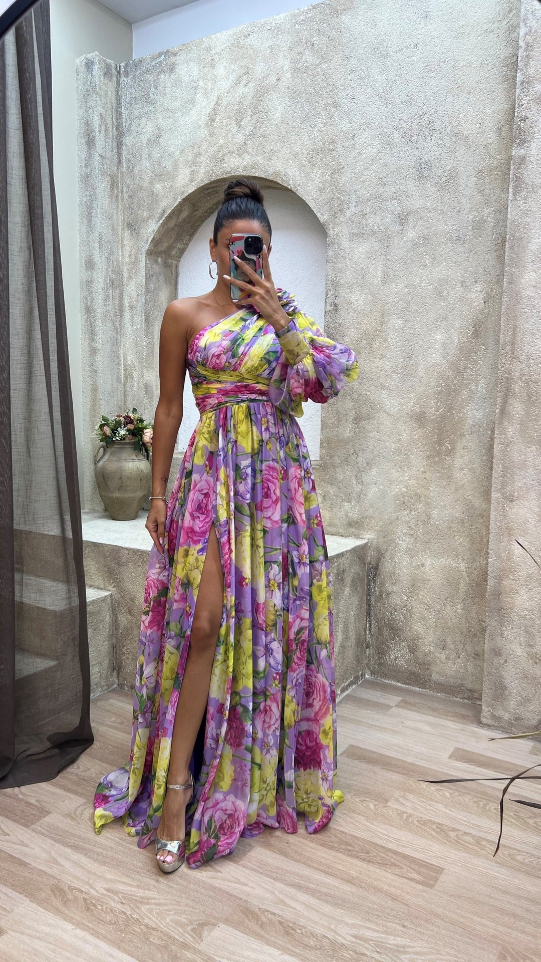 Isadora Elegant Flowy One-Shoulder Dress for Summer Events