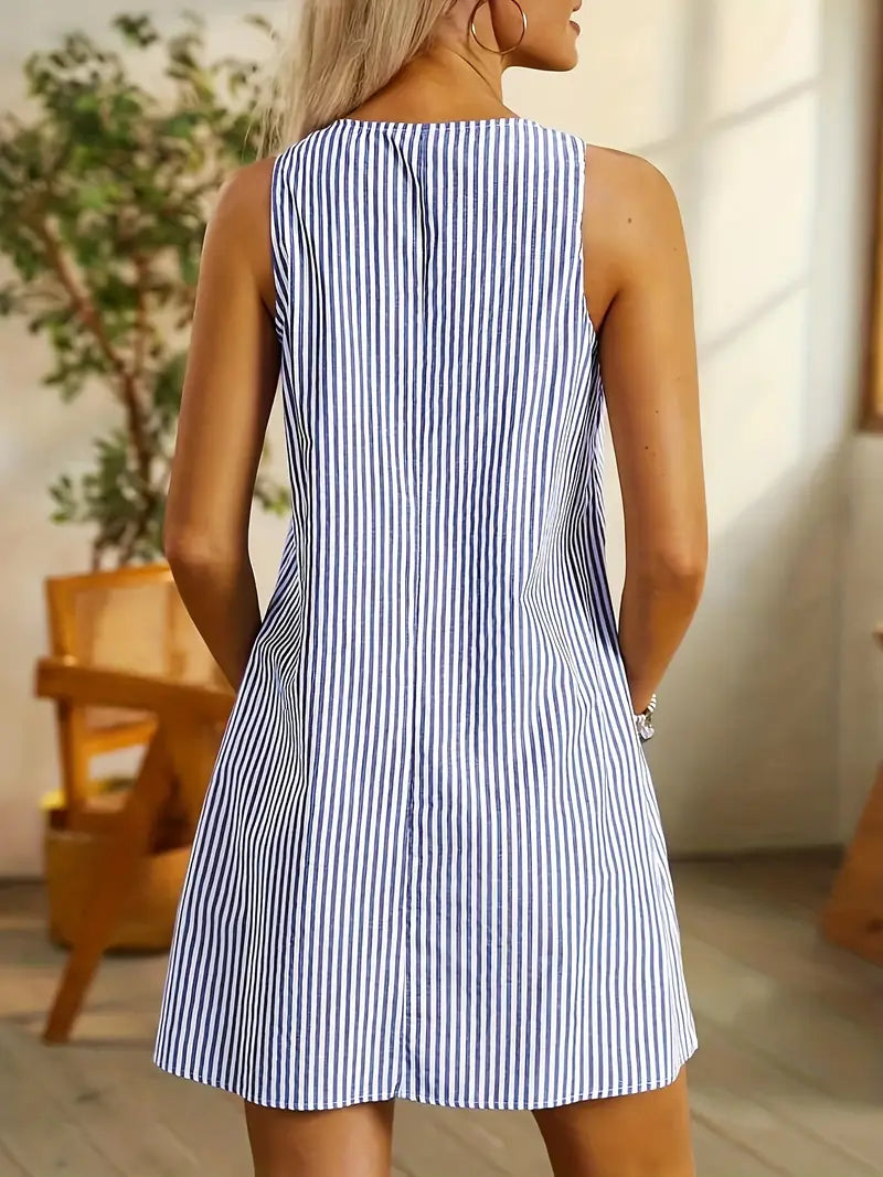 Beth Stylish Striped Summer Dress with Pockets