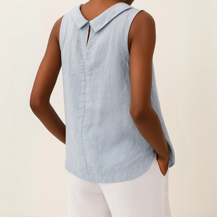 Maria Sleeveless Roll Collar Top