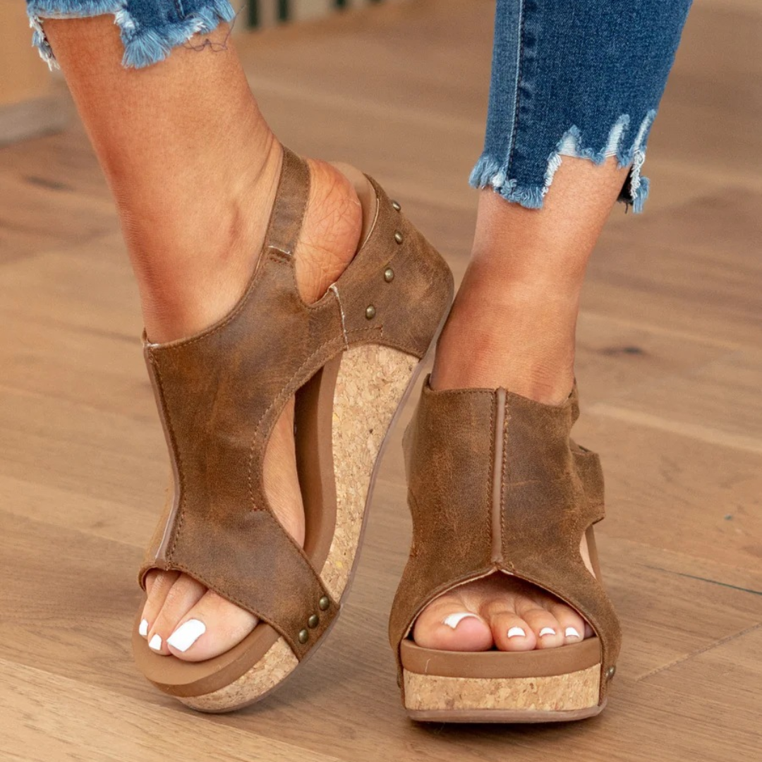 Linda Suede Wedge Sandals