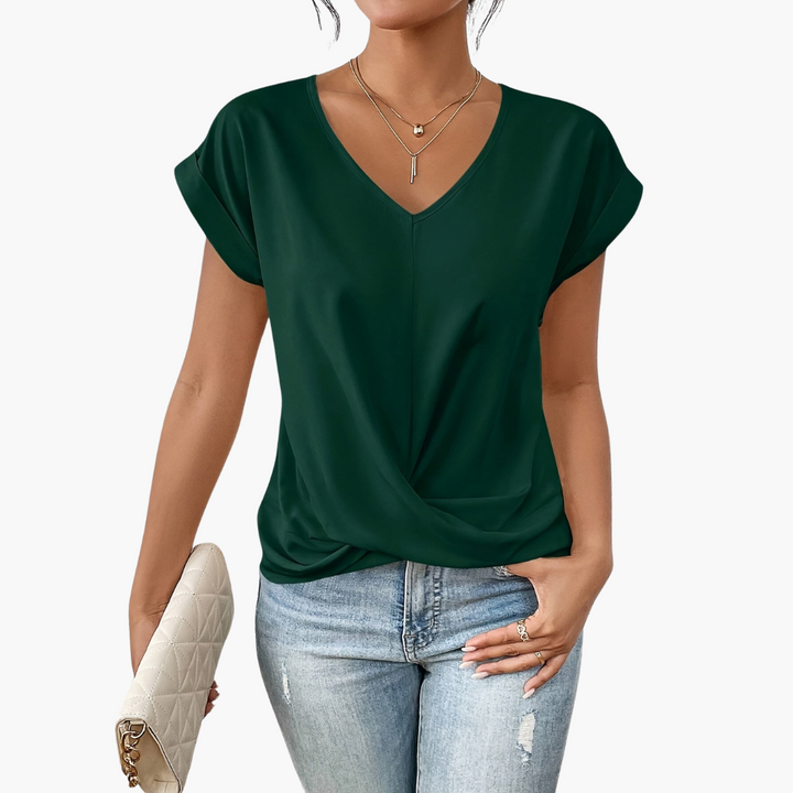 Amalia V Neck Twist Hem T Shirt