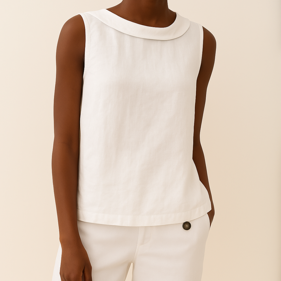 Maria Sleeveless Roll Collar Top
