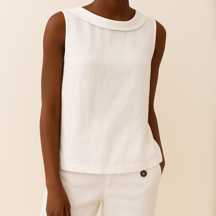 Maria Sleeveless Roll Collar Top