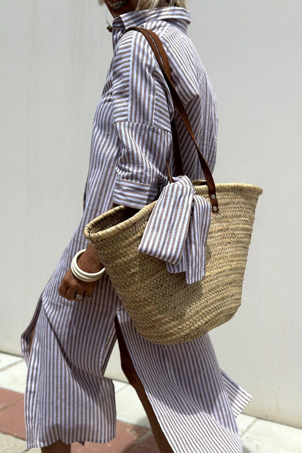 Striped Shirt Dress | Oversized Midi Fit | Button-Down Style