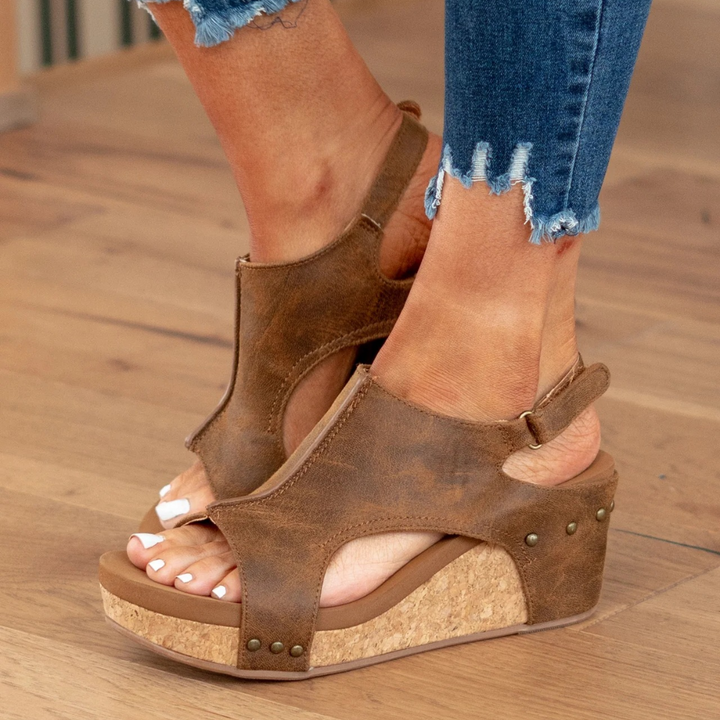 Linda Suede Wedge Sandals
