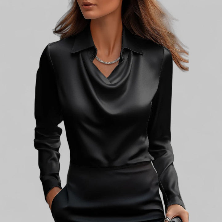 Serelise Satin Cowl Neck Long Sleeve Blouse