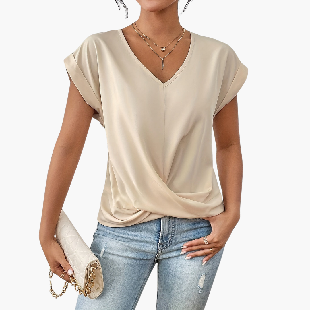 Amalia V Neck Twist Hem T Shirt