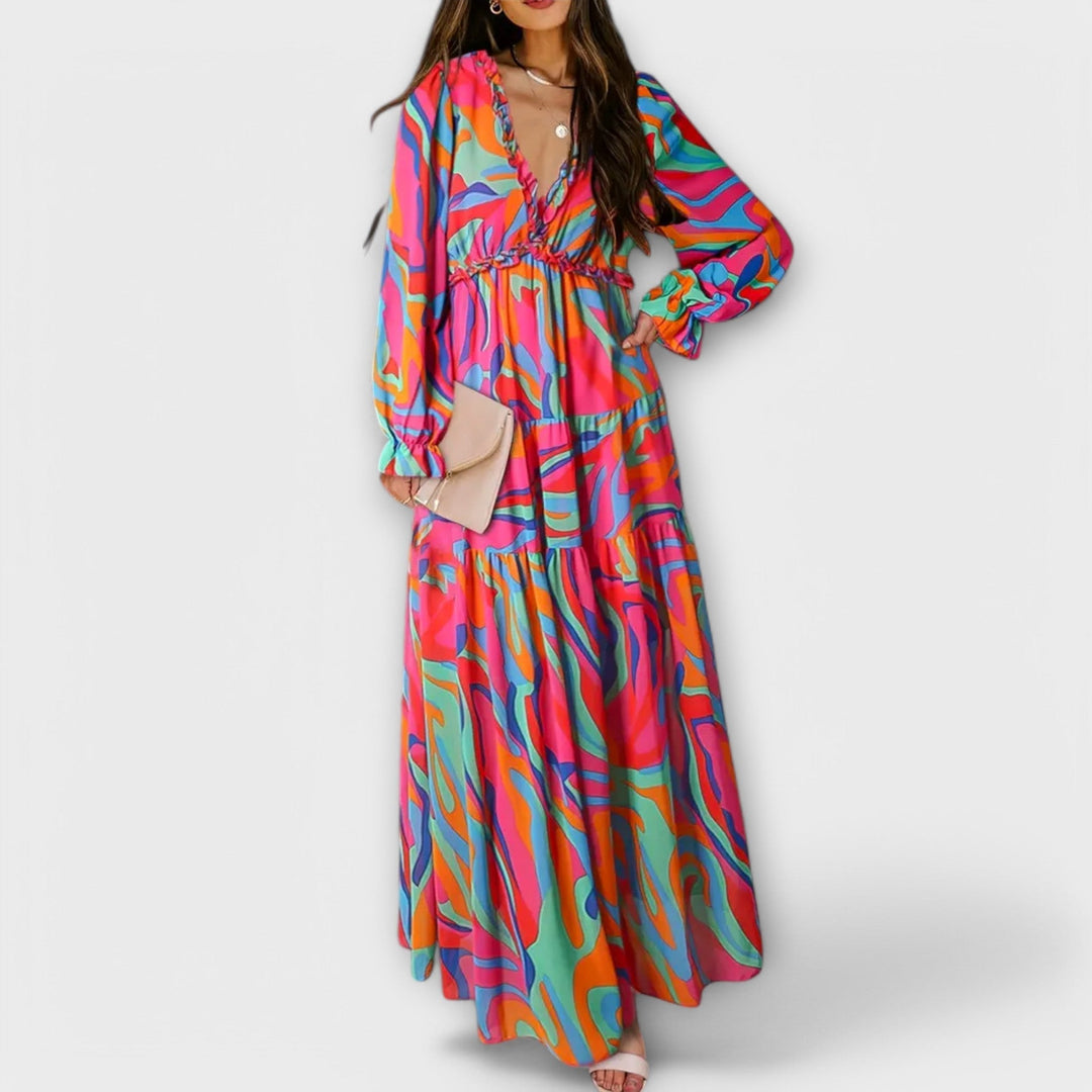 Wilma Floral V-Neck Maxi Dress
