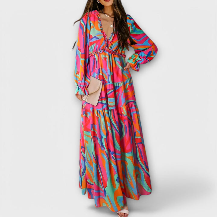 Wilma Floral V-Neck Maxi Dress