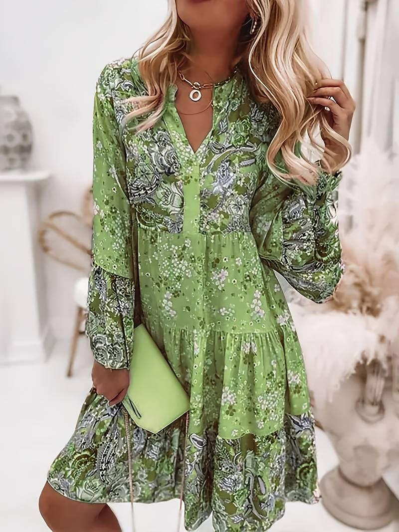 Boho Floral Print Dress with Flowy Fit
