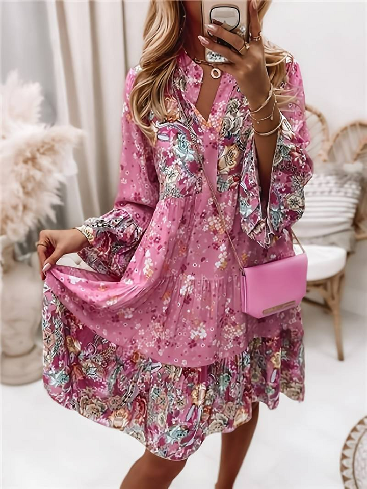 Boho Floral Print Dress with Flowy Fit