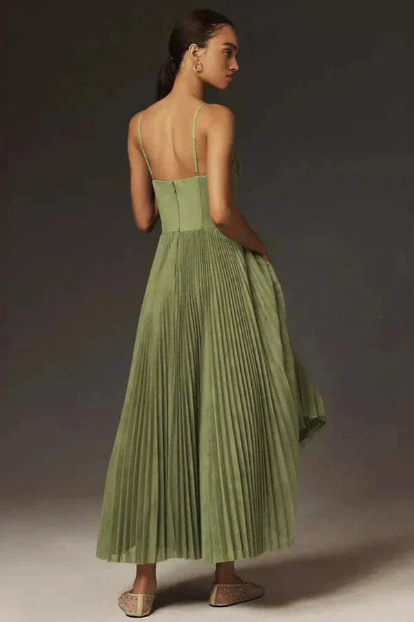 Winnie Elegant Pleated Fit & Flare Midi Dress