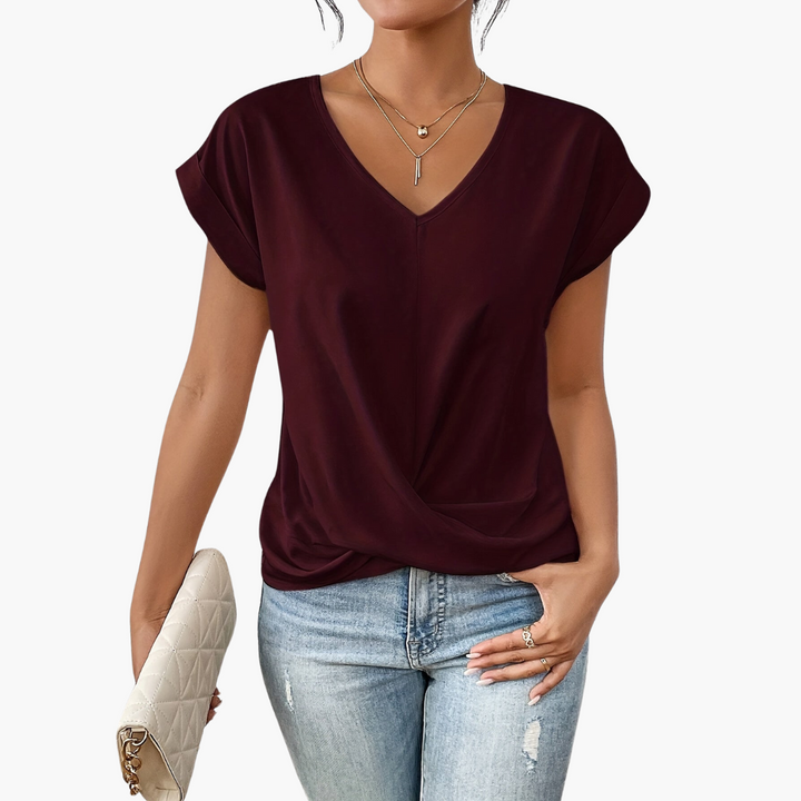 Amalia V Neck Twist Hem T Shirt