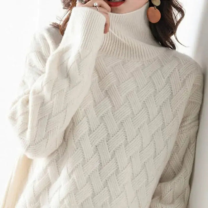 Women’s Textured Turtleneck Sweater | Soft Knit | Warm & Elegant