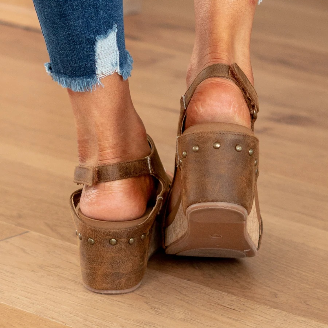 Linda Suede Wedge Sandals