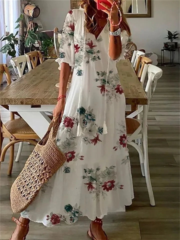 Floral Maxi Dress | Boho V-Neck | Lightweight & Flowy Fit