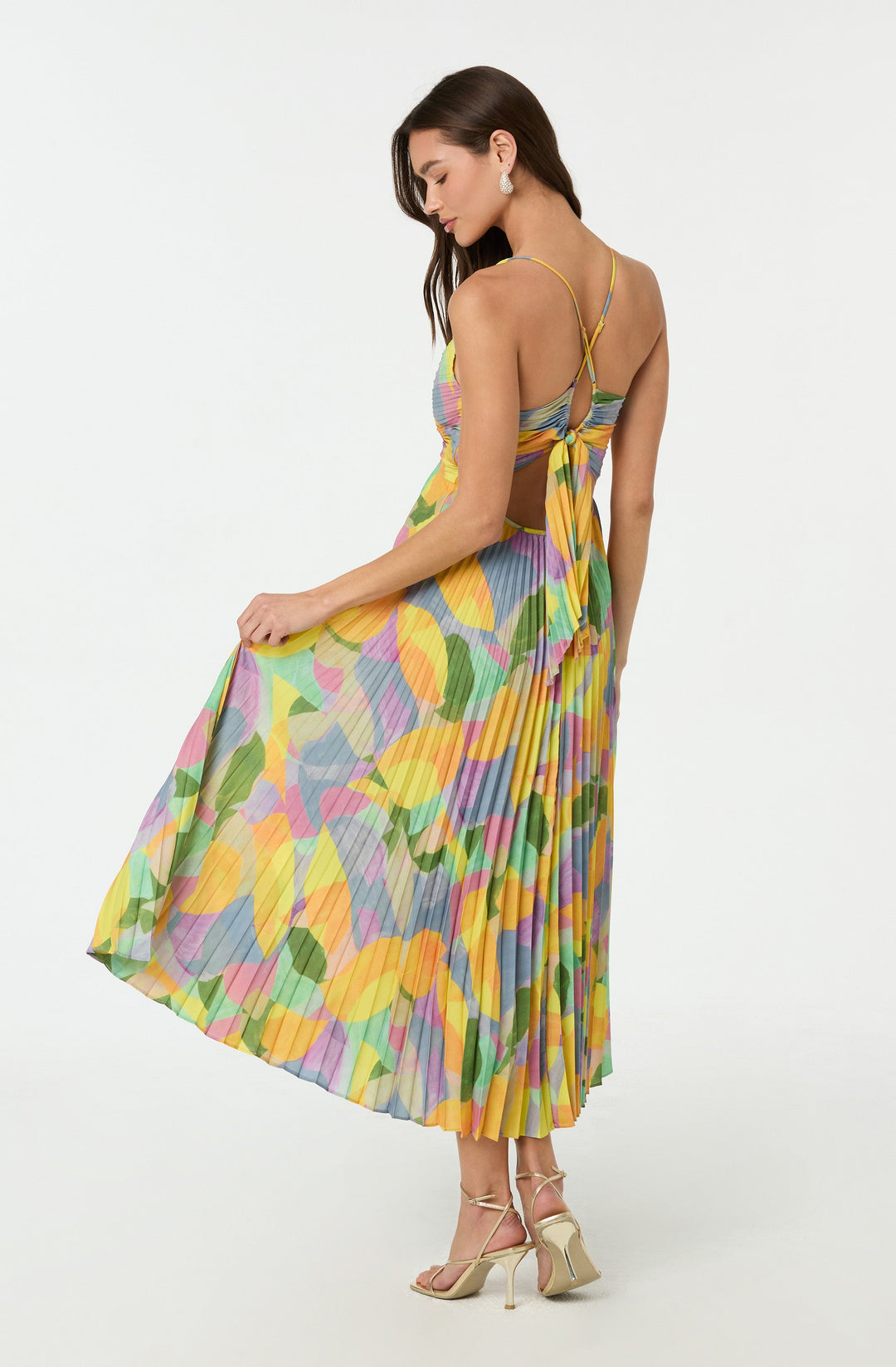 Lisa Pleated Floral Print Maxi Dress
