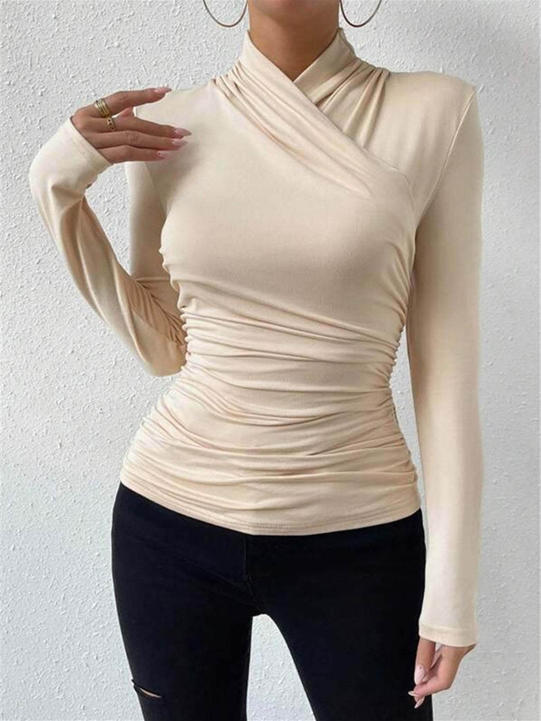 Seraphine Draped Crossover Long Sleeve Top