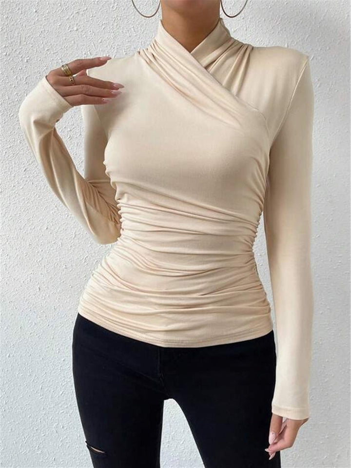 Seraphine Draped Crossover Long Sleeve Top