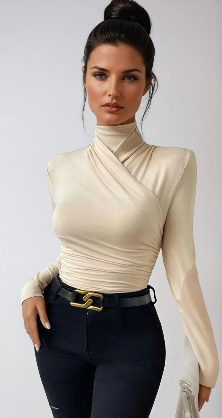Seraphine Draped Crossover Long Sleeve Top