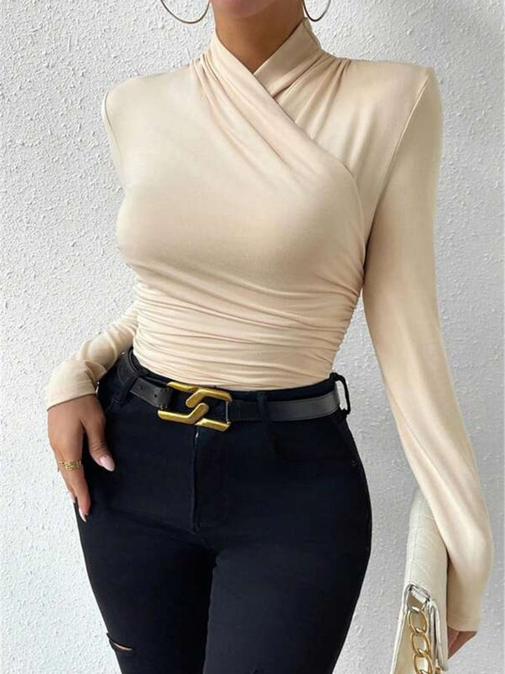 Seraphine Draped Crossover Long Sleeve Top