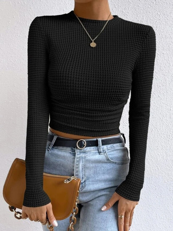 Alina Waffle Knit Fitted Long Sleeve Top