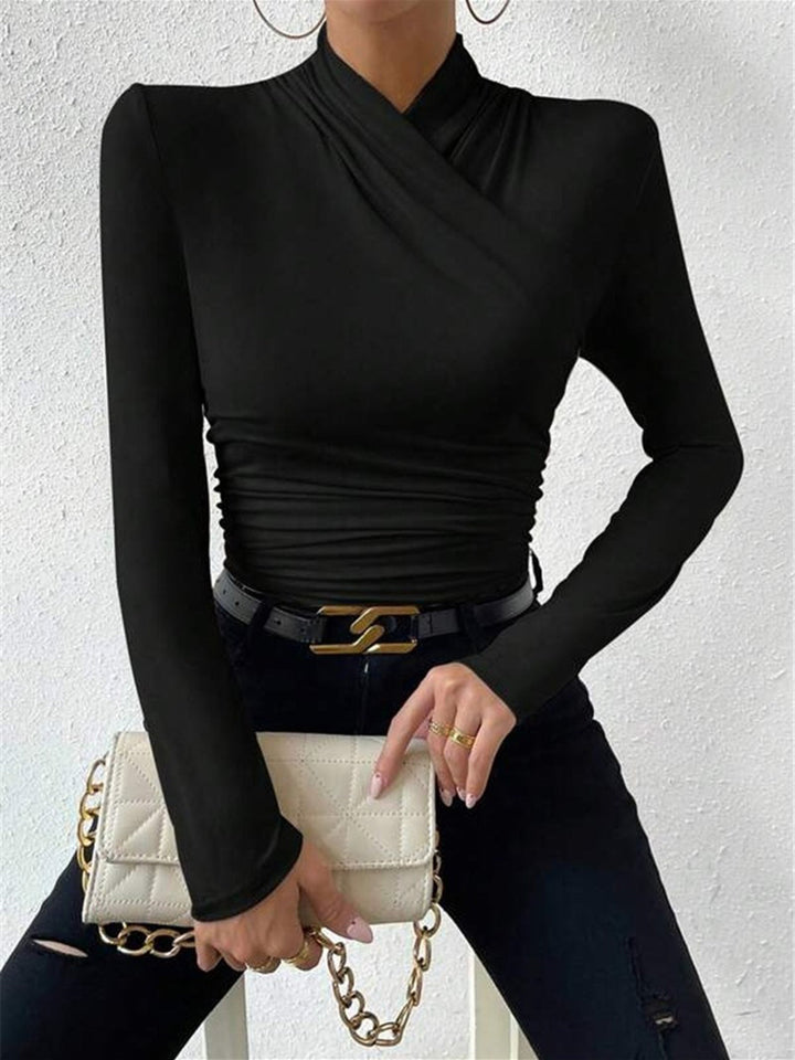 Seraphine Draped Crossover Long Sleeve Top