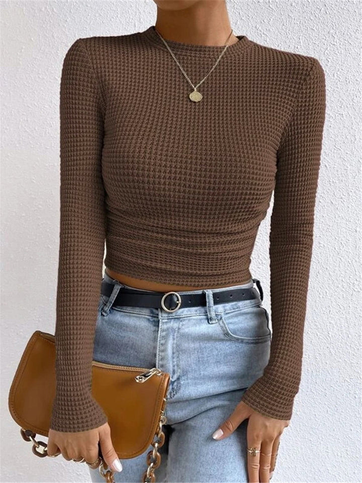Alina Waffle Knit Fitted Long Sleeve Top