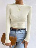Alina Waffle Knit Fitted Long Sleeve Top