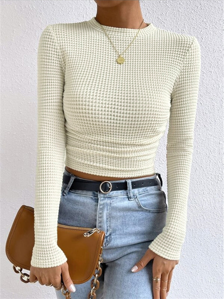 Alina Waffle Knit Fitted Long Sleeve Top