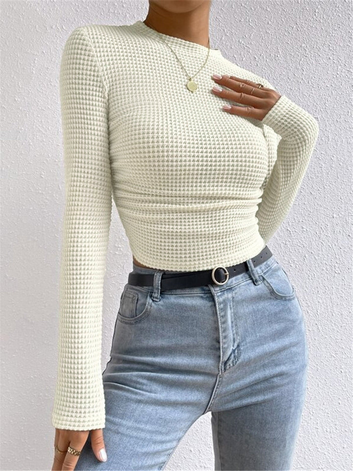 Alina Waffle Knit Fitted Long Sleeve Top