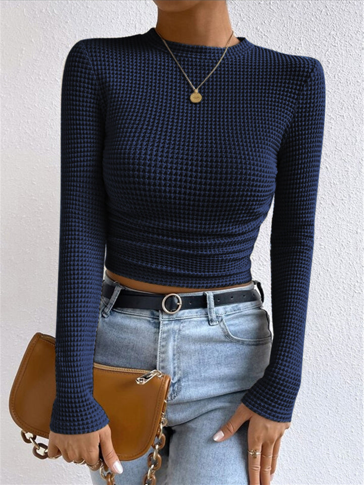 Alina Waffle Knit Fitted Long Sleeve Top
