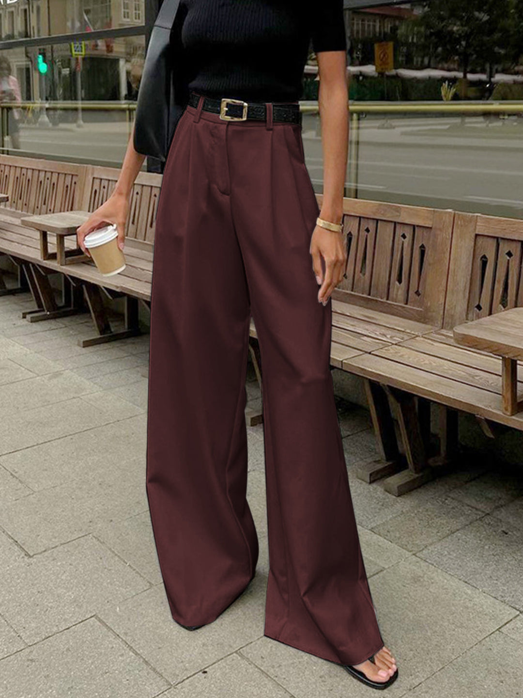 Relaxed-Fit Wide-Leg Office Trousers