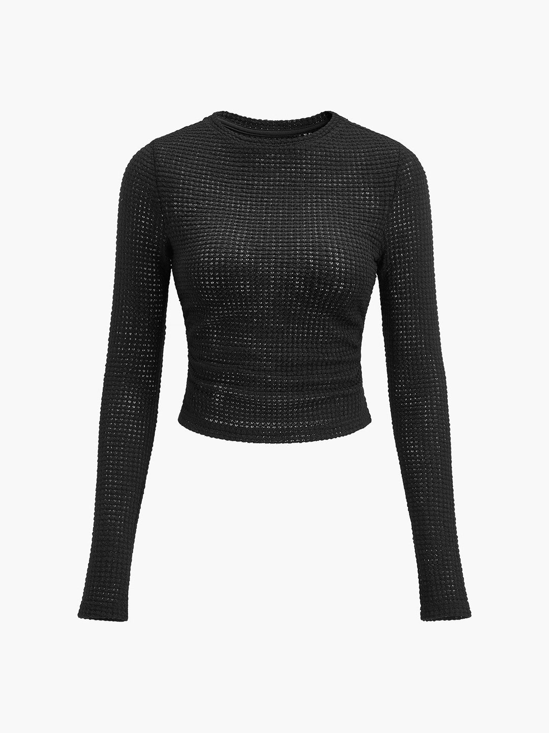Alina Waffle Knit Fitted Long Sleeve Top