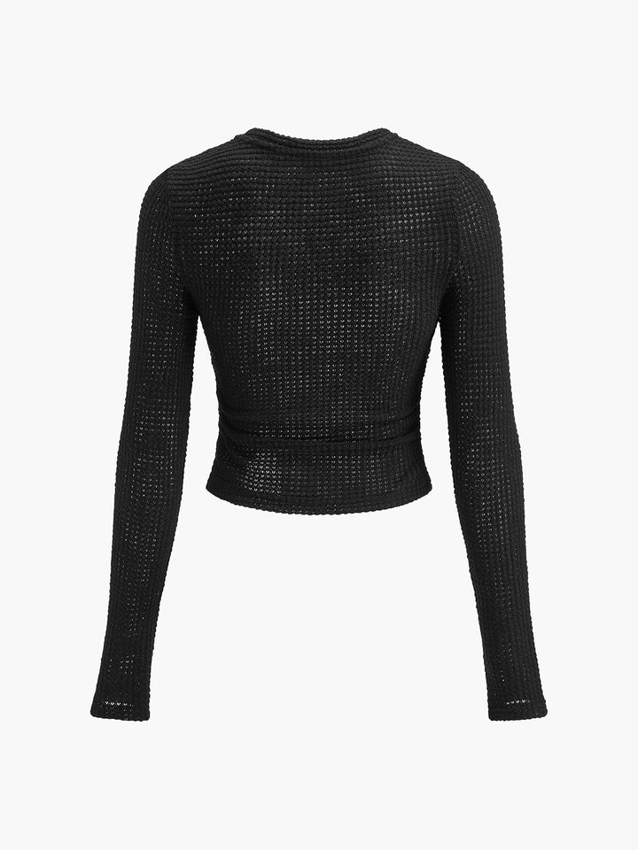 Alina Waffle Knit Fitted Long Sleeve Top