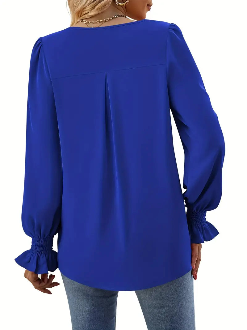 Celestine Loose V Neck Elegant Blouse