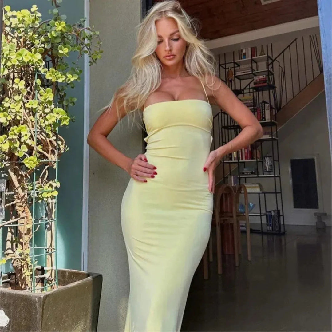 Soleil Backless Bodycon Summer Party Maxi Dress