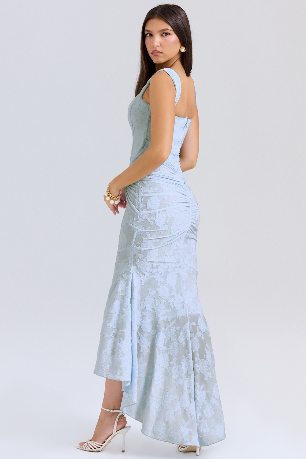 Elara Lace Corset Wedding Guest Maxi Dress