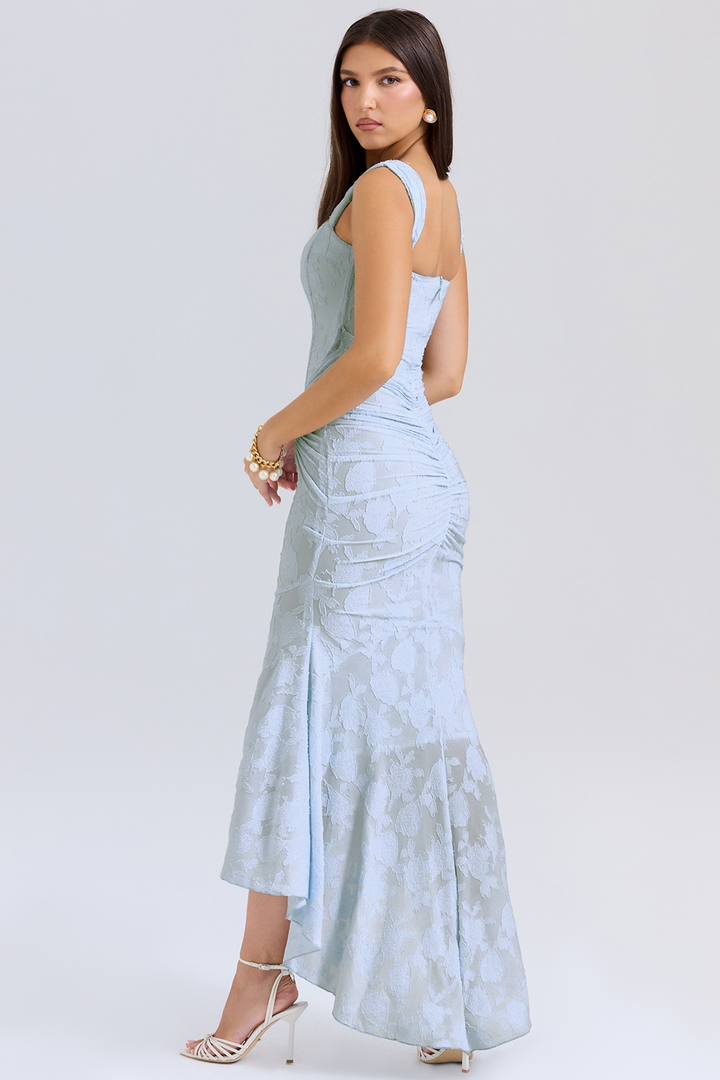 Elara Lace Corset Wedding Guest Maxi Dress
