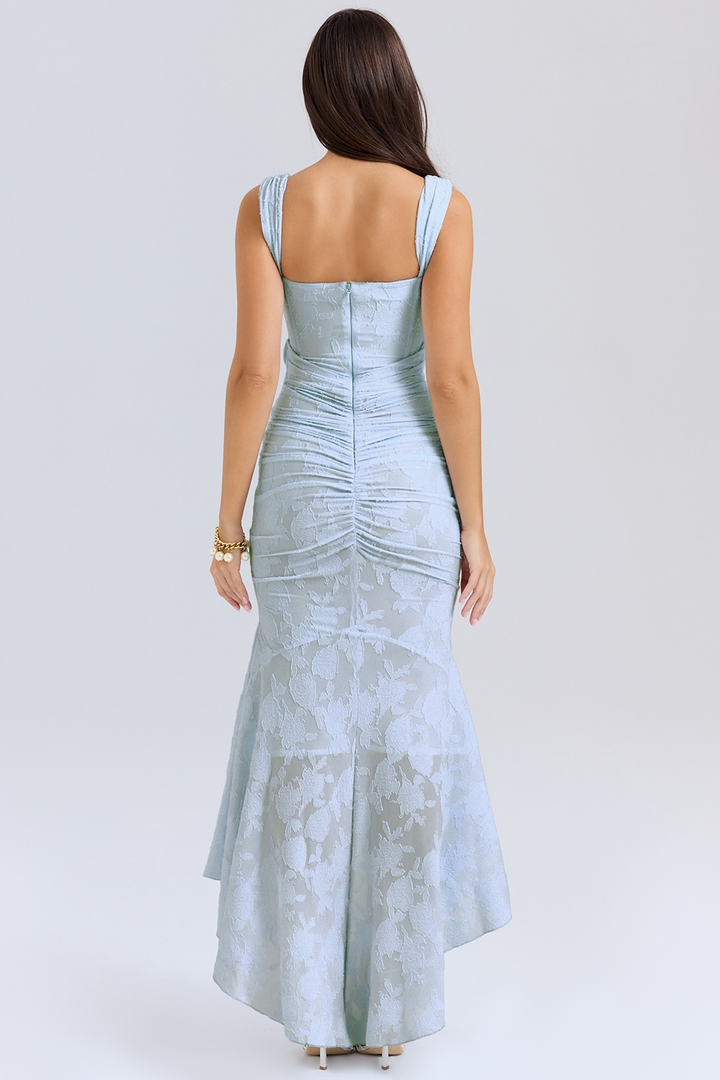 Elara Lace Corset Wedding Guest Maxi Dress