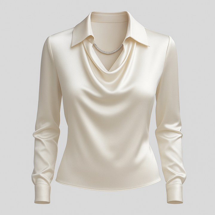 Serelise Satin Cowl Neck Long Sleeve Blouse